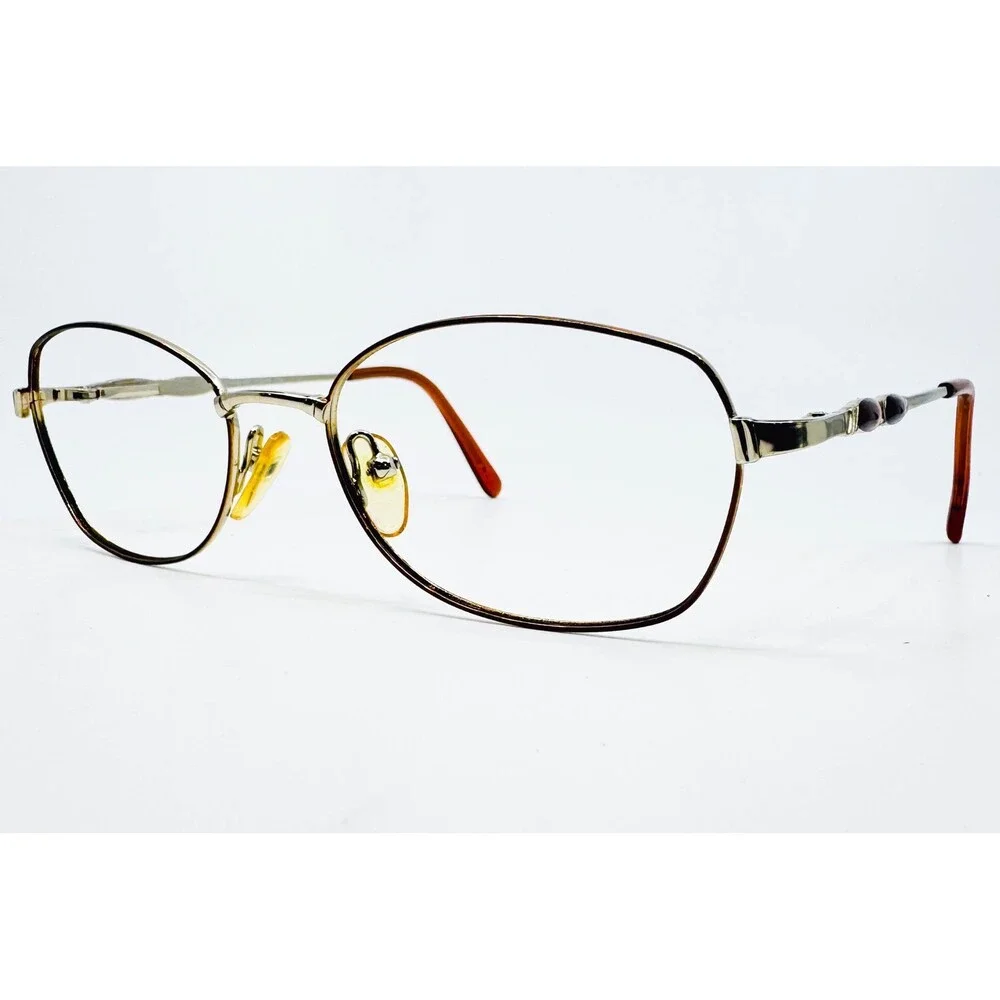 Safilo Eyeglasses Womens Gold Brown Metal Oval Frames 52-17-135